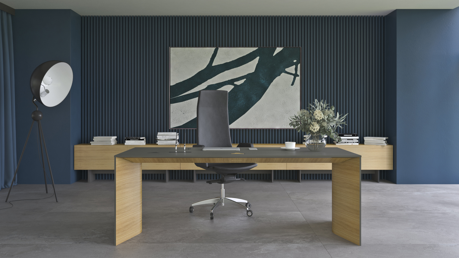 MOVE&LEAD, H16B01 - Black HPL Fenix/Black edge, AA - Oak veneer, 2000x850